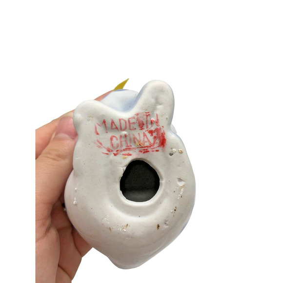 Sweet Vtg Blue Eye Cat Kitten White Figurine Anthropomorphic Mid Century Ceramic - Picture 7 of 7